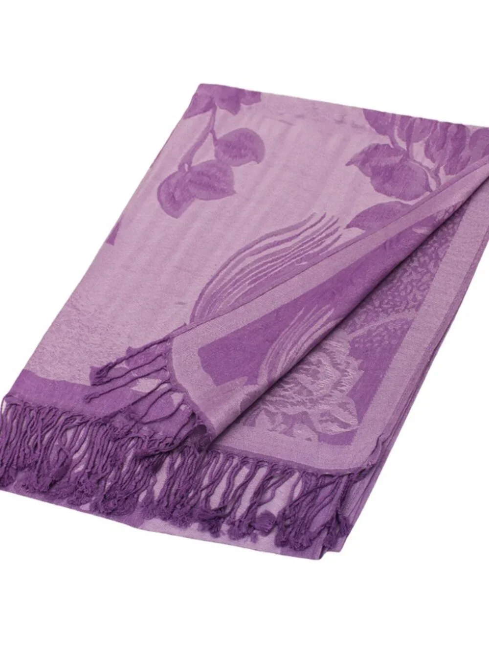 2PC Reversible Rose Floral Pashmina Scarf Shawl Wrap Set Lavender & Turquoise